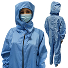 Temiz Oda Endüstrisi için Mavi Yıkanabilir Tozsuz ESD Giysi Anti Statik