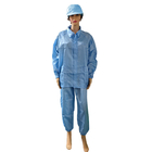 Endüstriyel İş Giysileri İçin Mavi 5mm Şerit Polyester Tüy Bırakmayan ESD Suit