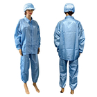 Endüstriyel İş Giysileri İçin Mavi 5mm Şerit Polyester Tüy Bırakmayan ESD Suit