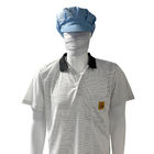 ESD Tişörtleri Beyaz 7MM Şerit 99% Poliester + 1% İletici İpek Dikiş Anti-Statik Polo Tişörtleri