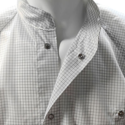 98% Polyester + 2% Karbon Fiber 5mm ızgara ESD Antistatik Güvenlik Paltosu Temiz Oda için solunumlu örgü arka
