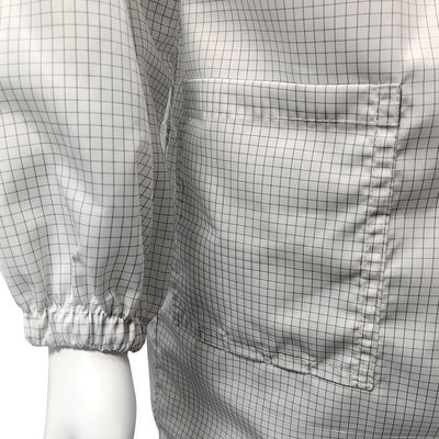 98% Polyester + 2% Karbon Fiber 5mm ızgara ESD Antistatik Güvenlik Paltosu Temiz Oda için solunumlu örgü arka