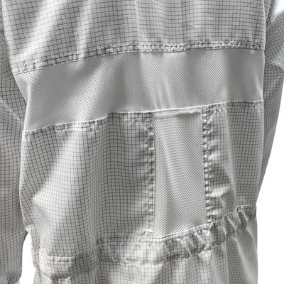 98% Polyester + 2% Karbon Fiber 5mm ızgara ESD Antistatik Güvenlik Paltosu Temiz Oda için solunumlu örgü arka