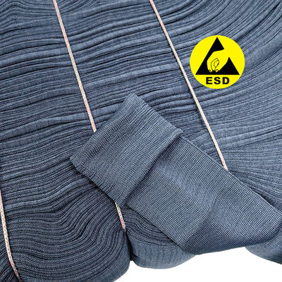 93% Polyester 7% Karbon Lifi ESD Temiz Oda Giysi Kelepçeleri için Antistatik Kırbaç Kumaşı