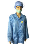 EPA Temiz Oda için Statik Dağıtıcı ESD Ceketler 2.5mm Izgara Beyaz ve Mavi
