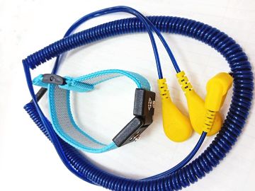 ESD Çift Telli Elektrostatik Boşaltma Bandı Ayarlanabilir PU Kordon 4mm Geçmeli