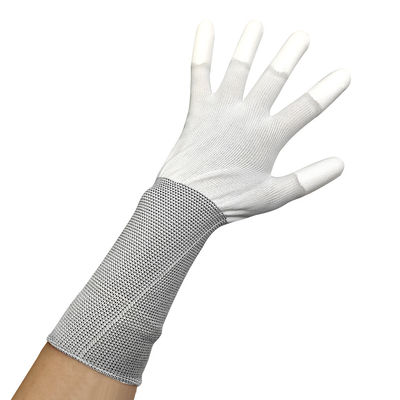 13 inç Beyaz Genişletilmiş PU Kaplı Top Fit Eldivenler PU Polyester İş Eldivenleri