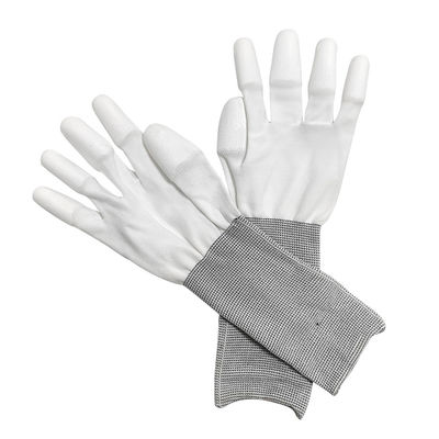 13 inç Beyaz Genişletilmiş PU Kaplı Top Fit Eldivenler PU Polyester İş Eldivenleri