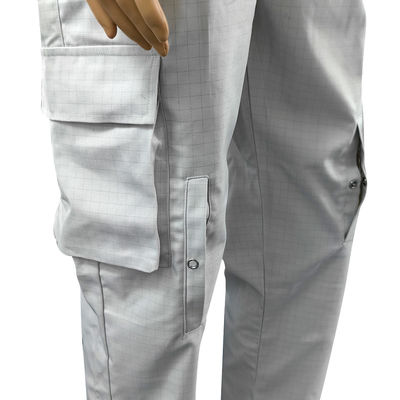 Antistik uzun pantolonlar Temiz oda %67 Polyester + %31 Pamuk + %2 Karbon Fiber Gri ESD pantolonlar