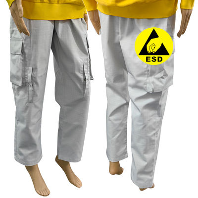 Antistik uzun pantolonlar Temiz oda %67 Polyester + %31 Pamuk + %2 Karbon Fiber Gri ESD pantolonlar