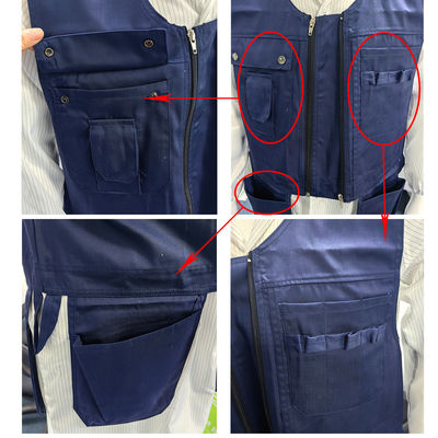 Deniz Kuvvetleri Mavi Denim Kumaş Araç Yelek Anti-Statik Araç Kit Elektrikçi için İş Yelek