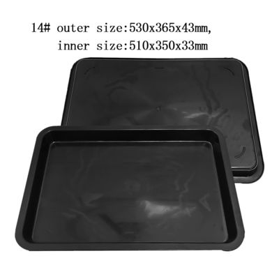 530x365x43mm ESD Antistatik Kare Tepsiler Siyah Plastik Dikdörtgen Sığ ESD Tepsisi ESD Elektronik Daire Döner