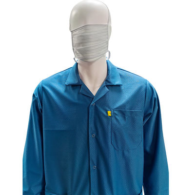 Mavi Yıkanabilir Temiz Oda ESD Smock Antistatik Kıyafetler 96% Poliester + 4% Karbon