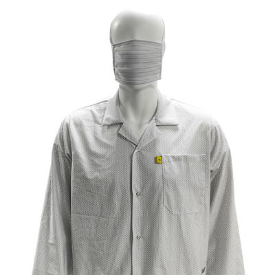 XS-10XL Temiz Oda Beyaz ESD Paltosu 96% Poliester + 4% Karbon Yıkanabilir Antistatik Smock