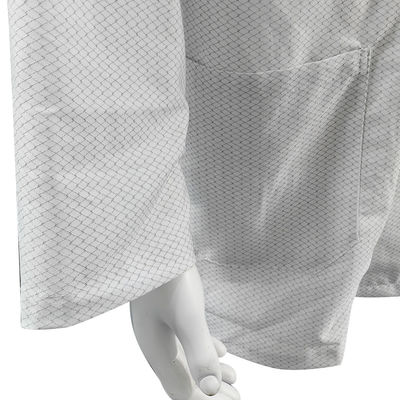 XS-10XL Temiz Oda Beyaz ESD Paltosu 96% Poliester + 4% Karbon Yıkanabilir Antistatik Smock
