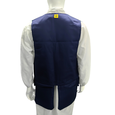 Elektrikçi için mavi denim anti-statik alet takımlığı.