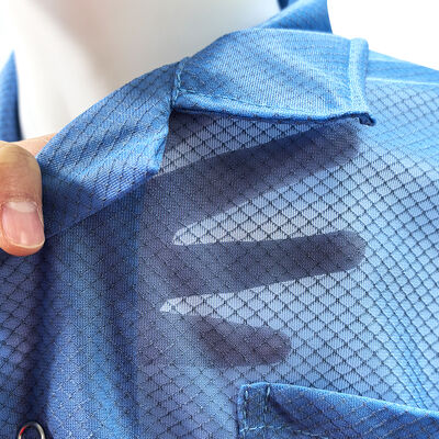 ESD Antistik 96% Poliester + 4% Karbon Fiber Elmas ızgara laboratuvar palto