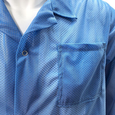 ESD Antistik 96% Poliester + 4% Karbon Fiber Elmas ızgara laboratuvar palto