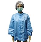 Antistatik Ceketler Temiz Oda Giysileri Logo Baskılı 5mm Izgara Polyester YKK Zip