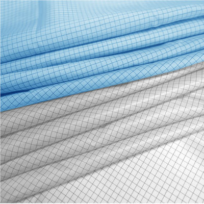 Temiz Oda Konfeksiyon için% 98 Polyester% 2 Karbon Fiber ESD 5MM Izgara Kumaş