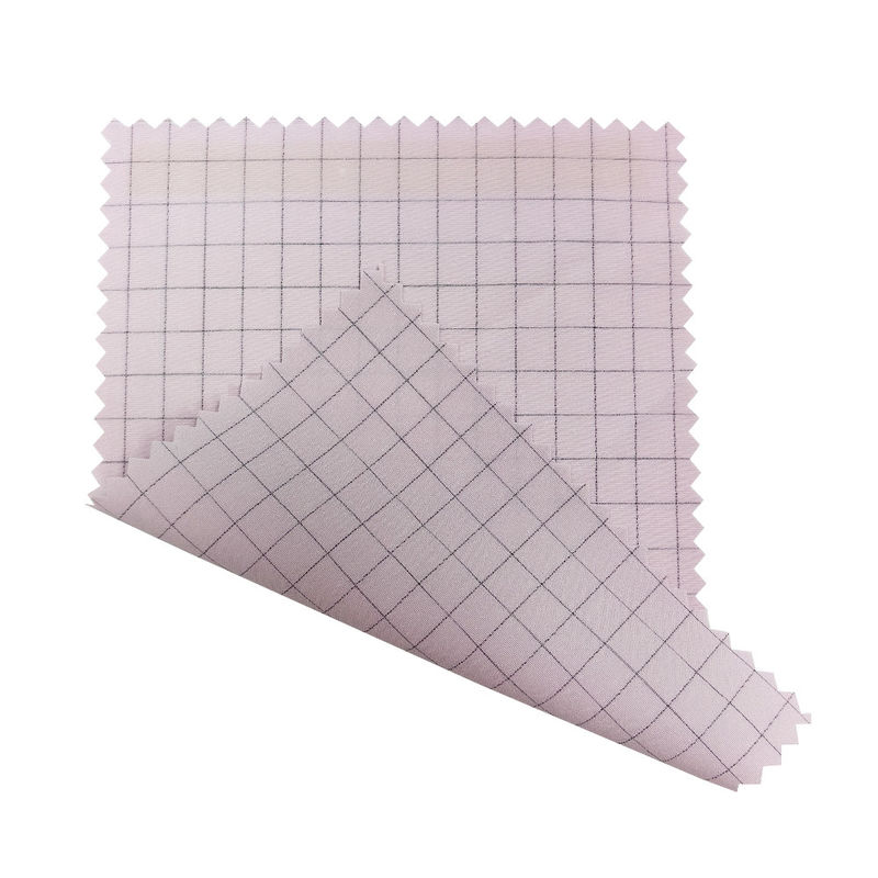 ESD Giysi Pembe 7 mm ızgara kumaş 98% Poliester + 2% İletici Karbon ESD Antistatik Kumaş