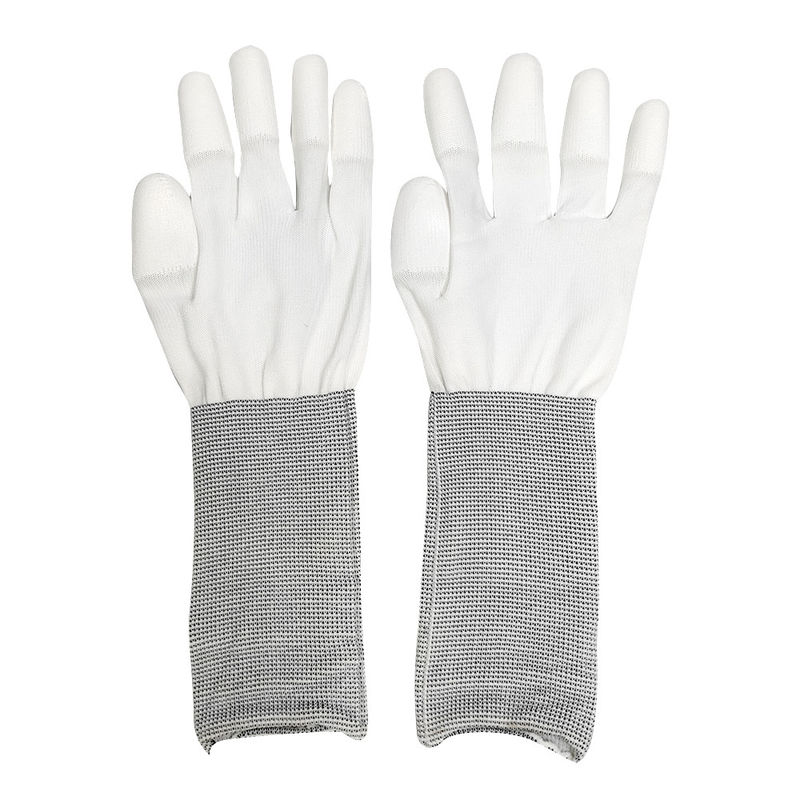 13 inç Beyaz Genişletilmiş PU Kaplı Top Fit Eldivenler PU Polyester İş Eldivenleri